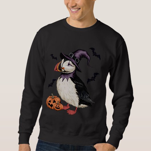 Pompoen Bat Witch Kostuum Puffin Bird Halloween Trui (Voorkant)