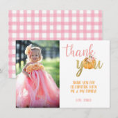 Pompoen Bedankt Foto Kaart - Meisje (Geruit) (Voorkant / Achterkant)