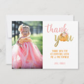 Pompoen Bedankt Foto Kaart - Meisje (Geruit) (Voorkant)