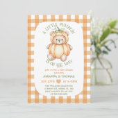 Pompoen Beer Baby Shower Kaart (Staand voorkant)