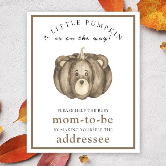 Pompoen Beer - Help de drukke moeder-to-be Poster