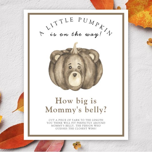 Pompoen beer Hoe groot is mama's buik spel Poster