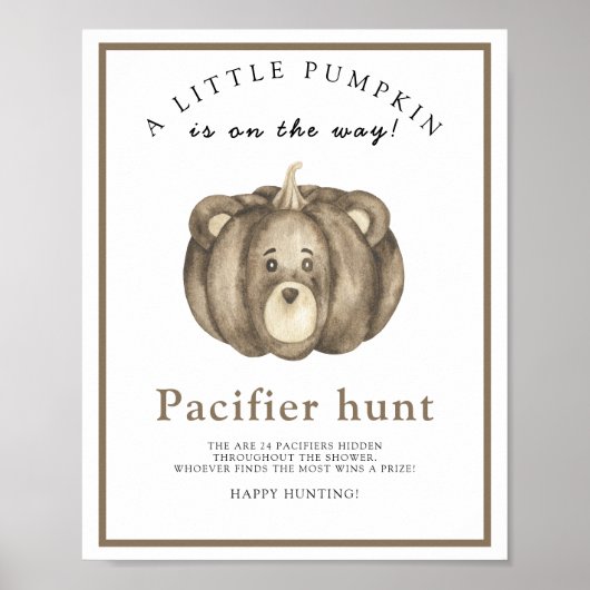 Pompoen Beer Pacifier jacht baby shower spel Poster (Voorkant)