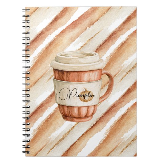 Pompoen Beker Perzik Latte Strepen   Notitieboek (Voorkant)