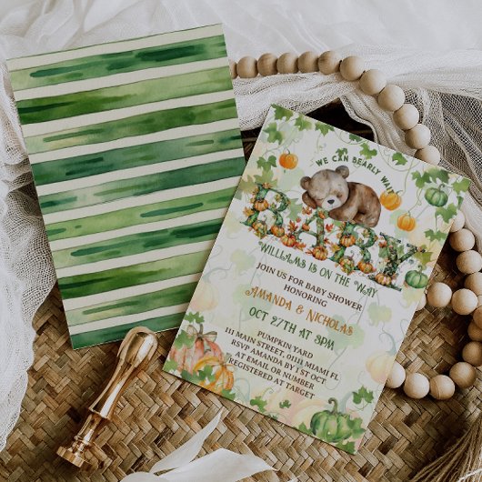 Pompoen Berenjong Baby Shower Kaart