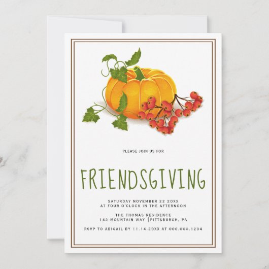 Pompoen, bessen en bruin lijst Friendsgiving Kaart (Voorkant)