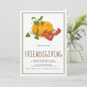 Pompoen, bessen en groen lijst Friendsgiving Kaart (Staand voorkant)