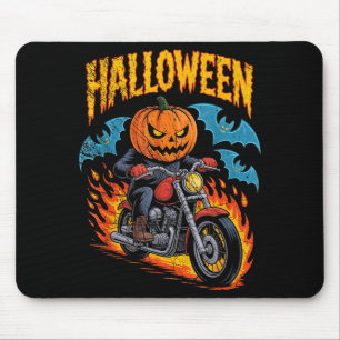 Pompoen Biker Die Op Een Motor Rijdt Halloween Kos Muismat