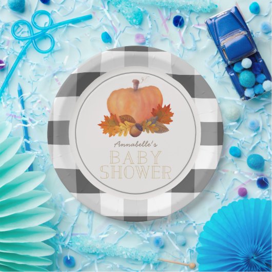 Pompoen Black Buffalo controleert Baby shower Papieren Bordje (Feest)