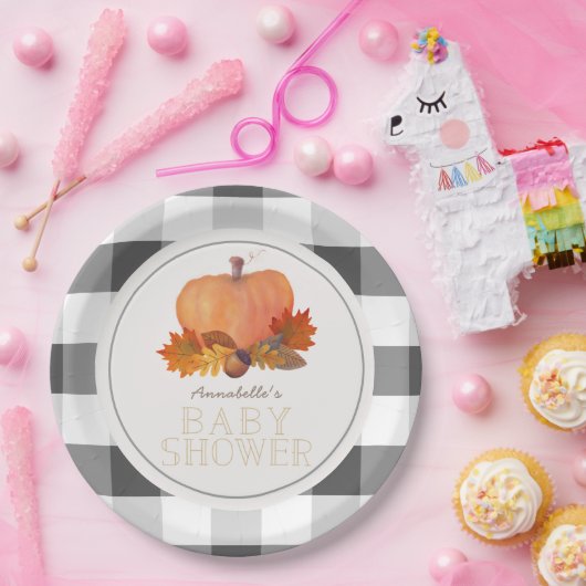 Pompoen Black Buffalo controleert Baby shower Papieren Bordje (Feest)