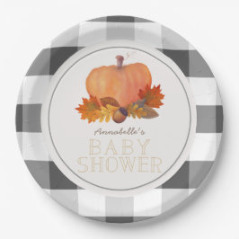 Pompoen Black Buffalo controleert Baby shower Papieren Bordje