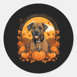 Pompoen Black Mouth Cur Hond Halloween Thanksgivin Ronde Sticker