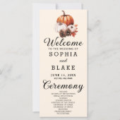 Pompoen & bladeren Herfst amandel bruiloft program (Voorkant)