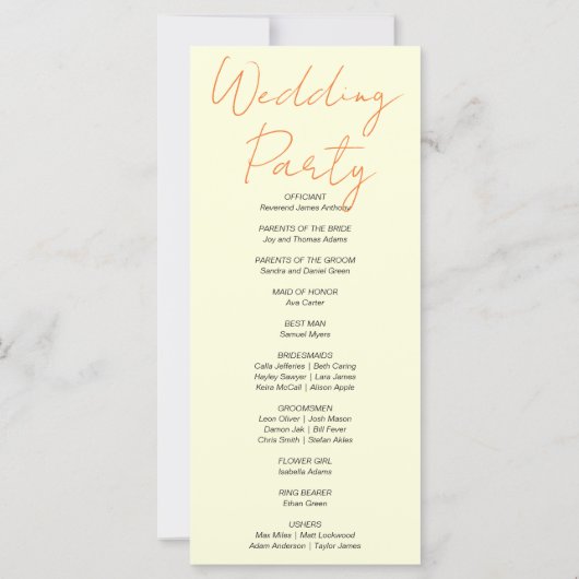 Pompoen & bladeren Herfst lichtgeel bruiloft progr (Achterkant)