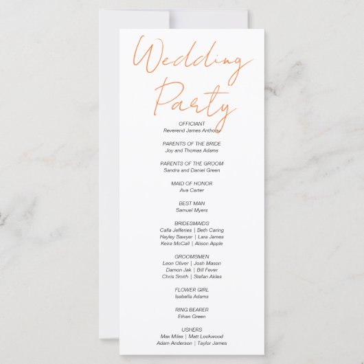 Pompoen & bladeren Herfst off wit bruiloft program (Achterkant)