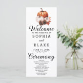 Pompoen & Bladeren Herfst Witte Trouwprogramma (Staand voorkant)