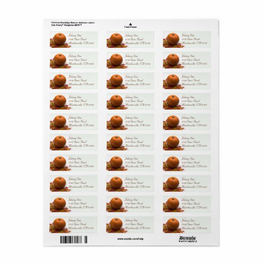 Pompoen & bladeren Label (Full Sheet)