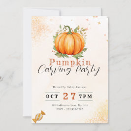 Pompoen & bladeren Sinaasappel Pompoen Carving Par Kaart