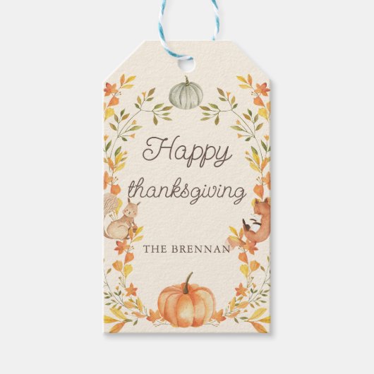 Pompoen bladeren Thanksgiving cadeau Labels Cadeaulabel (Voorkant)