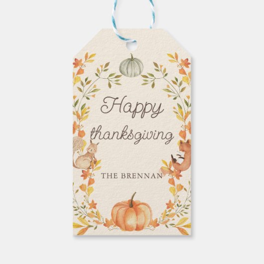 Pompoen bladeren Thanksgiving cadeau Labels Cadeaulabel (Achterkant)