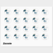 Pompoen Blauw Bloemen Baby shower Favor Ronde Sticker (Vel)