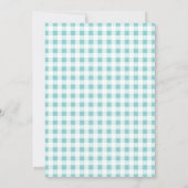 Pompoen Blauw Gingham Geruit Jongens Babyfeestje  Kaart (Achterkant)
