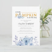 Pompoen Blauw Lila Jongen Baby shower Kaart (Staand voorkant)