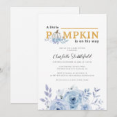 Pompoen Blauw Lila Jongen Baby shower Kaart (Voorkant / Achterkant)