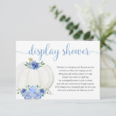 Pompoen blauw wit bloemendisplay douchewand informatiekaartje (Staand voorkant)