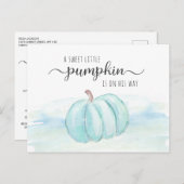 Pompoen Blauwe Mint Groene Baby Jongen Douche Per  Uitnodiging Briefkaart (Voorkant / Achterkant)