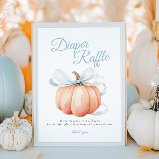Pompoen Blauwe Strik Luier Raffle Tafelbord Poster