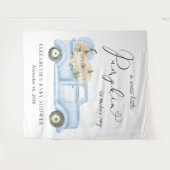 Pompoen Blauwe Truck Baby Boy Shower Foto Achtergr Wandkleed (Voorkant (horizontaal))
