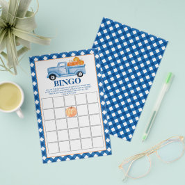 Pompoen blauwe vrachtwagen Baby Shower Bingo Flyer
