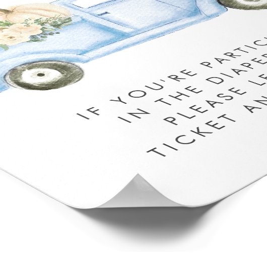 Pompoen Blauwe Vrachtwagen Luier Raffle Baby Boy D Poster (Hoek)