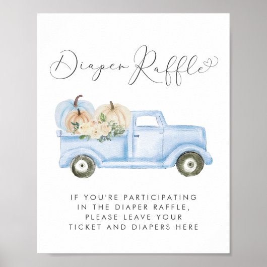 Pompoen Blauwe Vrachtwagen Luier Raffle Baby Boy D Poster (Voorkant)