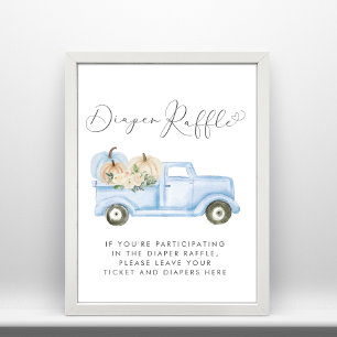 Pompoen Blauwe Vrachtwagen Luier Raffle Baby Boy D Poster