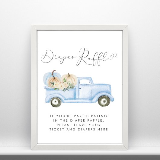 Pompoen Blauwe Vrachtwagen Luier Raffle Baby Boy D Poster