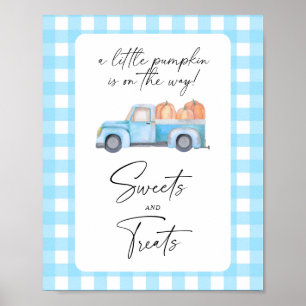 Pompoen blauwe vrachtwagen - snoep en lekkernijen poster