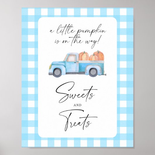 Pompoen blauwe vrachtwagen - snoep en lekkernijen poster (Voorkant)