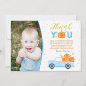 Pompoen Blauwe Vrachtwagen Verjaardag Bedankt Kaar Kaart (Voorkant)