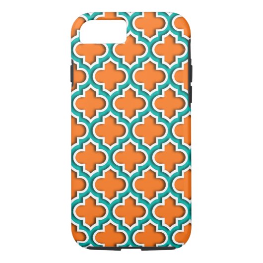 Pompoen, Blauwgroen, wit Marokkaans Quatrefoil #5D Case-Mate iPhone Case (Achterkant)