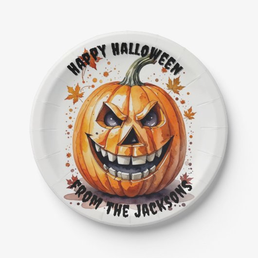 pompoen blij Halloween feest Papieren Bordje (Voorkant)