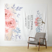 Pompoen Bloem Baby Shower Roze Rozen Achtergrond Wandkleed (In Situ (horizontaal))