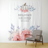 Pompoen Bloem Baby Shower Roze Rozen Achtergrond Wandkleed (In situ)