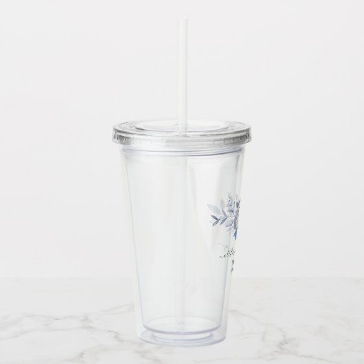 Pompoen Bloem Baby Shower Stofblauw Acryl Drinkbeker (Rechts)