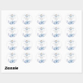 Pompoen Bloem Baby Shower Stofblauw Ronde Sticker (Vel)