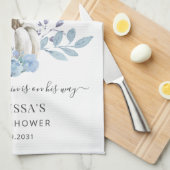 Pompoen Bloem Baby Shower Stofblauw Theedoek (Quarter Fold)