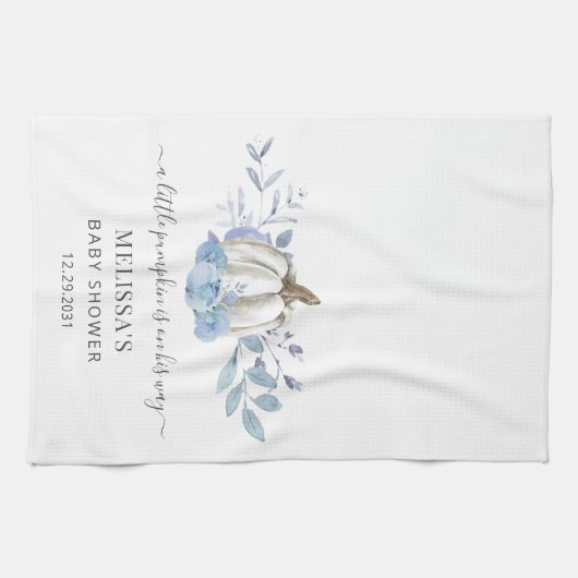 Pompoen Bloem Baby Shower Stofblauw Theedoek (Horizontaal)