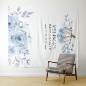 Pompoen Bloem Baby Shower Stofblauw Wandkleed (In Situ (horizontaal))