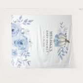 Pompoen Bloem Baby Shower Stofblauw Wandkleed (Voorkant (horizontaal))